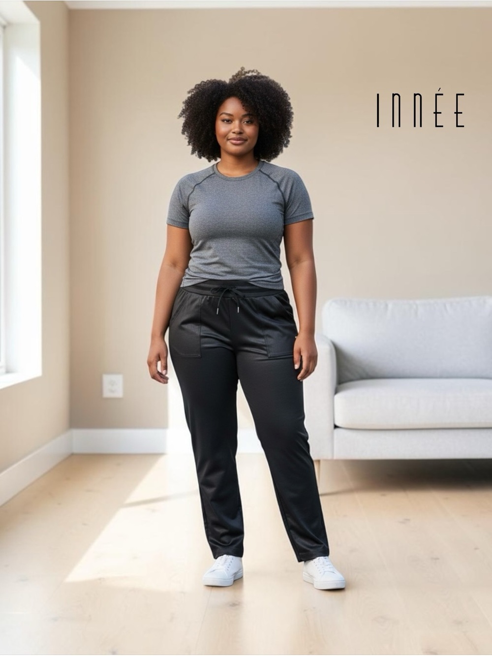 INNÉE by Claire France, 4X Plus Size, Black Stretch Pull-On Pants